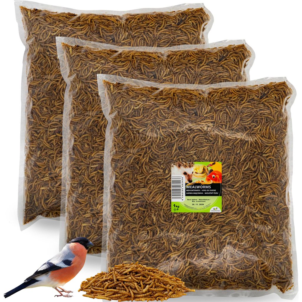 UGF Premium Mehlwürmer getrocknet 3 x 1 Kg, Produktbild 