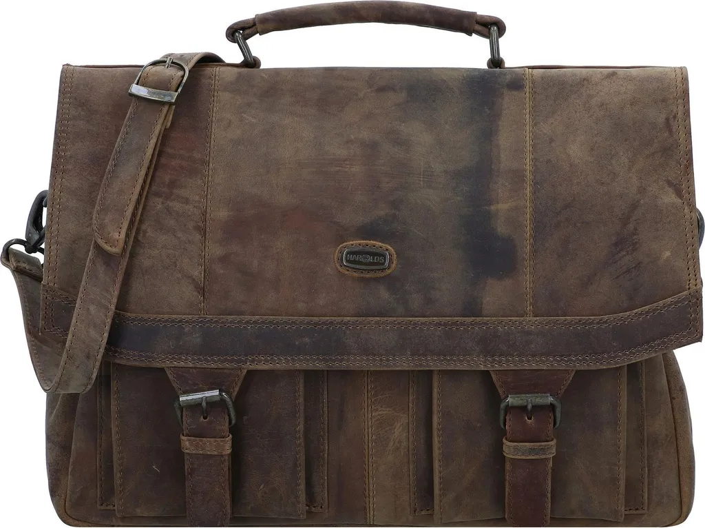 Sac Porte-Documents Harold's Antic Cuir Marron - Serviette Pro Compacte - 10