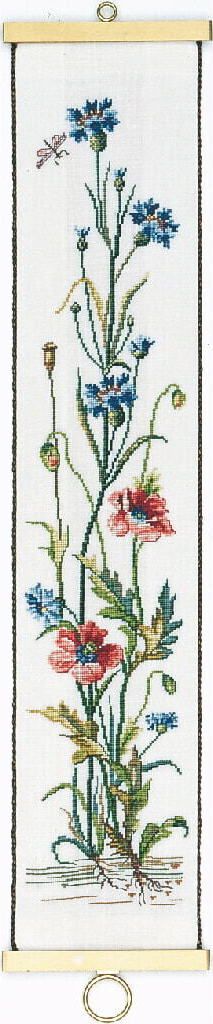 Eva Rosenstand Kreuzstich Set "Kornblume und Mohn", Zählmuster, 14x65cm