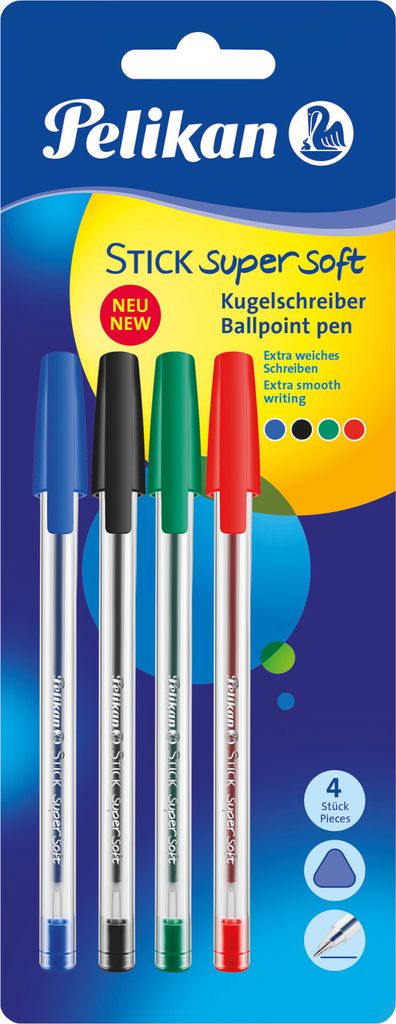 Pelikan Stick K86s super soft Kugelschreiber - 4 Stück sortiert