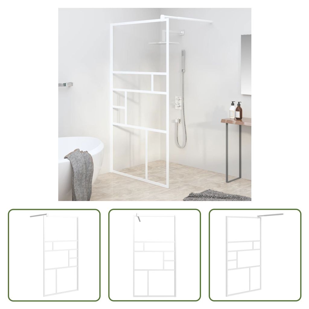 The Living Store Duschwand für Walk-In Dusche 115x195 cm ESG-Glas Weiß