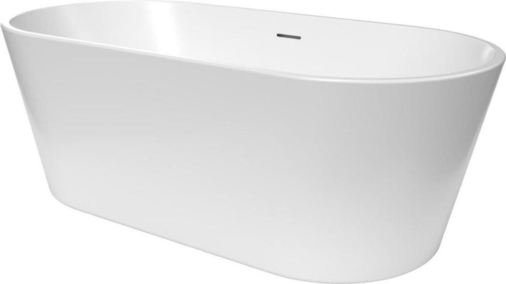 SAT Mood Freistehende Badewanne 170x80 cm Weiß – Acryl, Siphon & Füße, 268 l Volumen