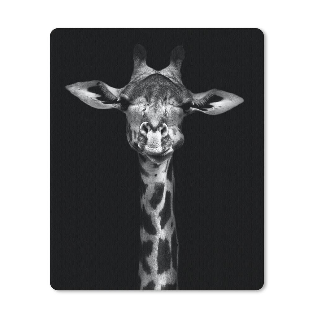 MuchoWow Mauspad Mousepad Giraffe - Porträt - Tiere - Schwarz - Weiß 19x23 cm - Mousepads - Maus Mat - Pad - Mausunterlage - Mauspads - Spielen
