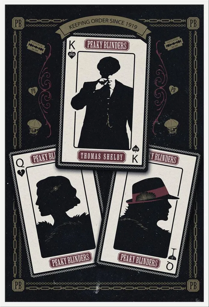Affiche Peaky Blinders Cartes avec cadre blanc Shinsuke 61x91,5 cm