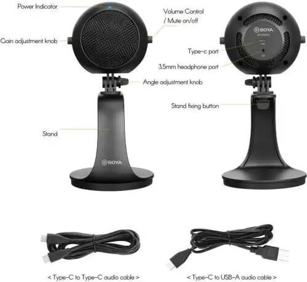 Microphone USB pour Podcast et Streaming Boya BY-PM300 avec trépied