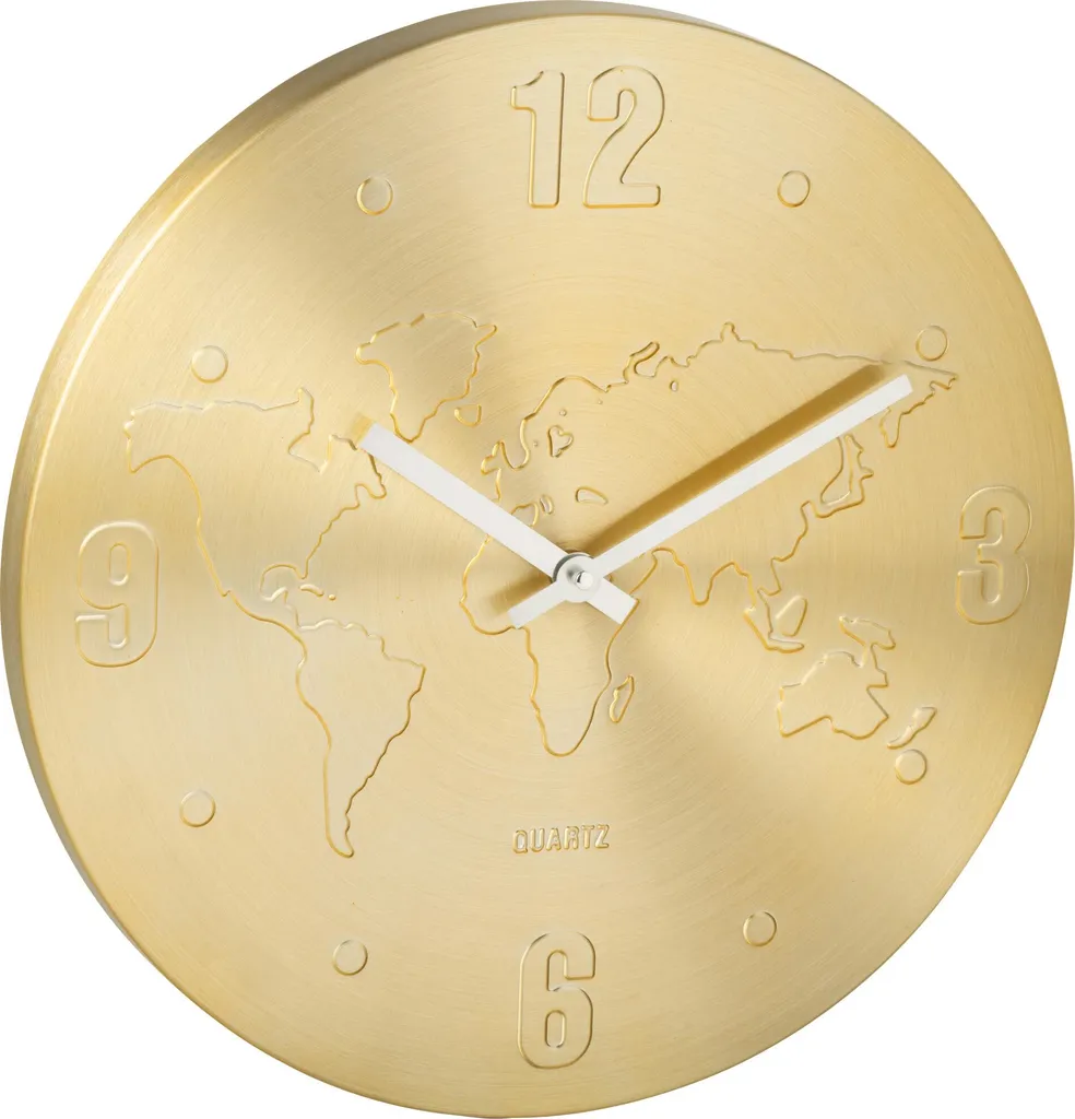 Grande horloge murale design en aluminium doré J-Line pour salon chic