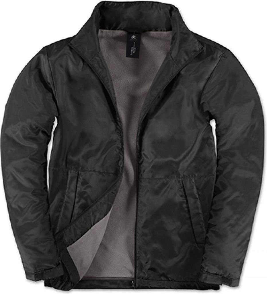 B&C JM825 | Herren Multi-Active Jacke mit versteckter Kapuze - Farbe: Black/Warm Grey - Größe: XL