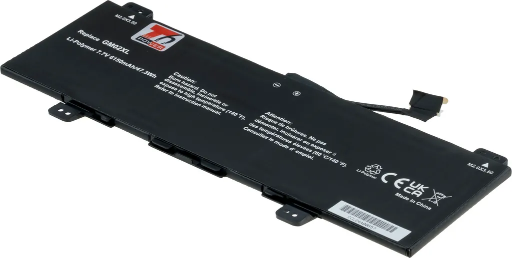 Batteria T6 Power per laptop Hewlett Packard, numero di parte L42550-241, Li-Poly, 7,7 V, 6150 mAh (47,3 Wh), nero