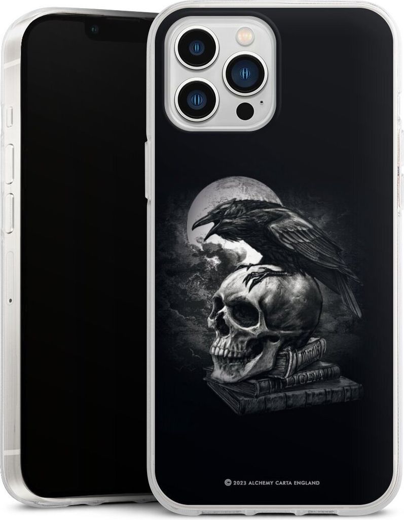 DeinDesign Handyhülle für Apple iPhone 13 Pro Max Silikon Hülle Case Smartphone Schutzhülle Rabe Schädel Totenköpfe