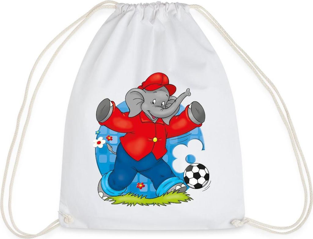 Spreadshirt Benjamin Blümchen Fußballer Turnbeutel, One size, Weiß