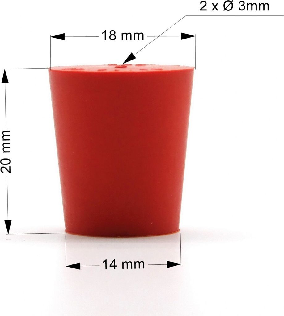 Gummistopfen mit Löcher (2) 18/14mm