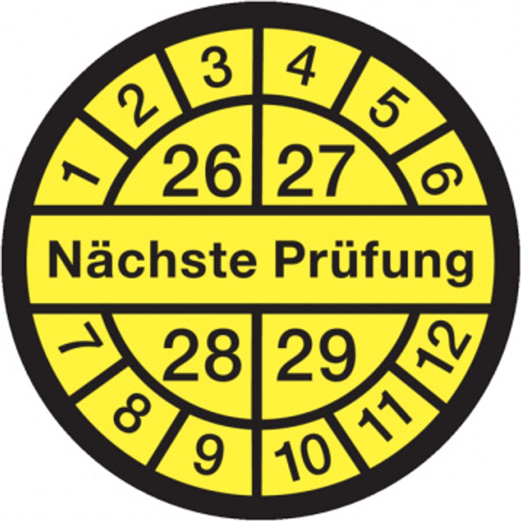 Dreifke Aufkleber Prüfplakette, Nächste Prüfung, schwarz/gelb, Dokumentenfol...