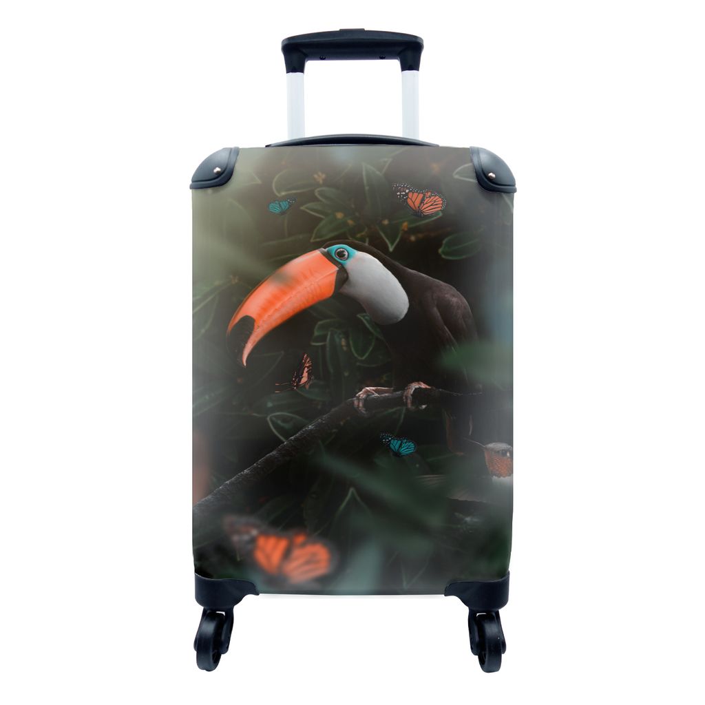 MuchoWow Koffer Handgepäck Trolley Rollkoffer Kleine Reisekoffer mit 4 Rollen - Tukan - Vogel - Dschungel - Cabin Size < 55x40x23 cm & 55x40x20 ...