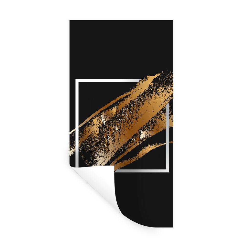 MuchoWow Wandtattoo Wandsticker Wandaufkleber Goldene Farbstreifen mit schwarzem Hintergrund 80x160 cm Selbstklebend und Repositionierbar - Stick...