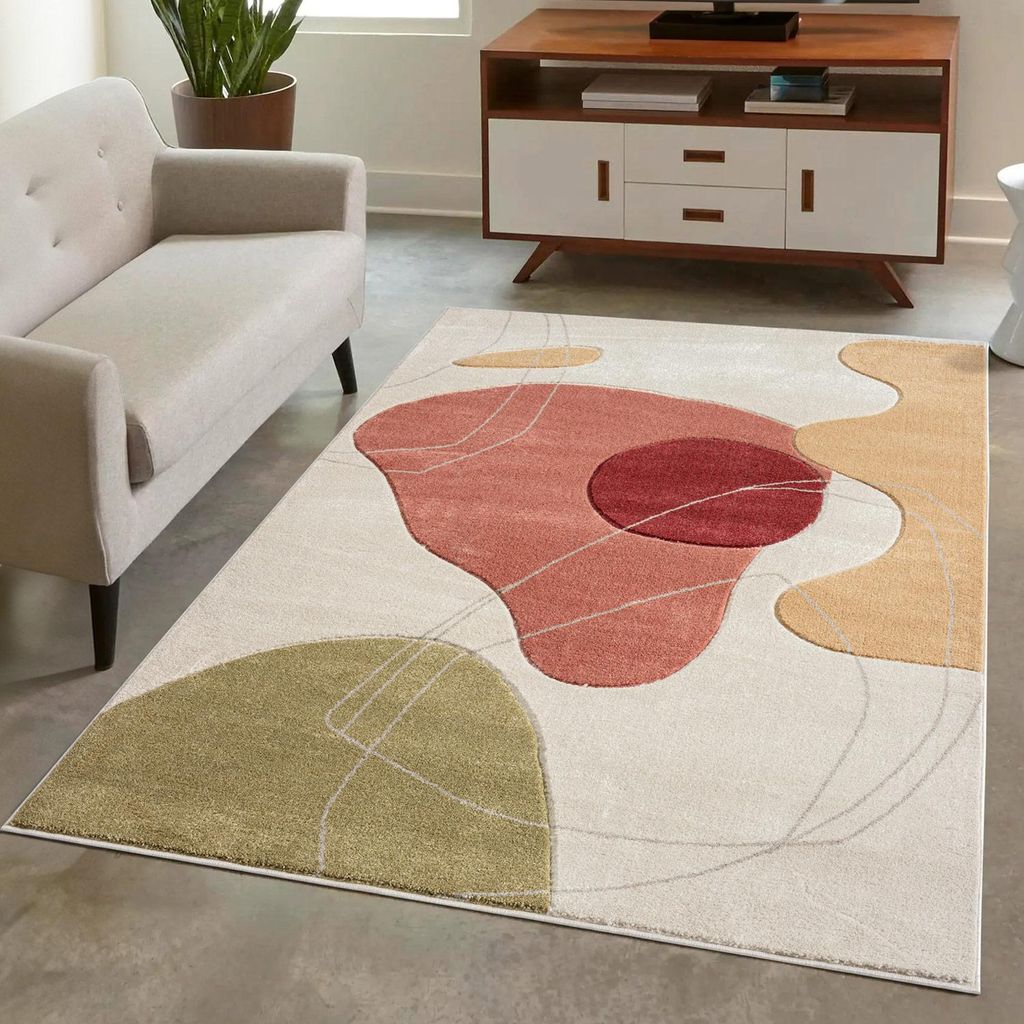 Teppich Kurzflor Multi - 80x150 cm - Moderne Wohnzimmer-Teppiche Abstraktes Muster mit 3D-Optik