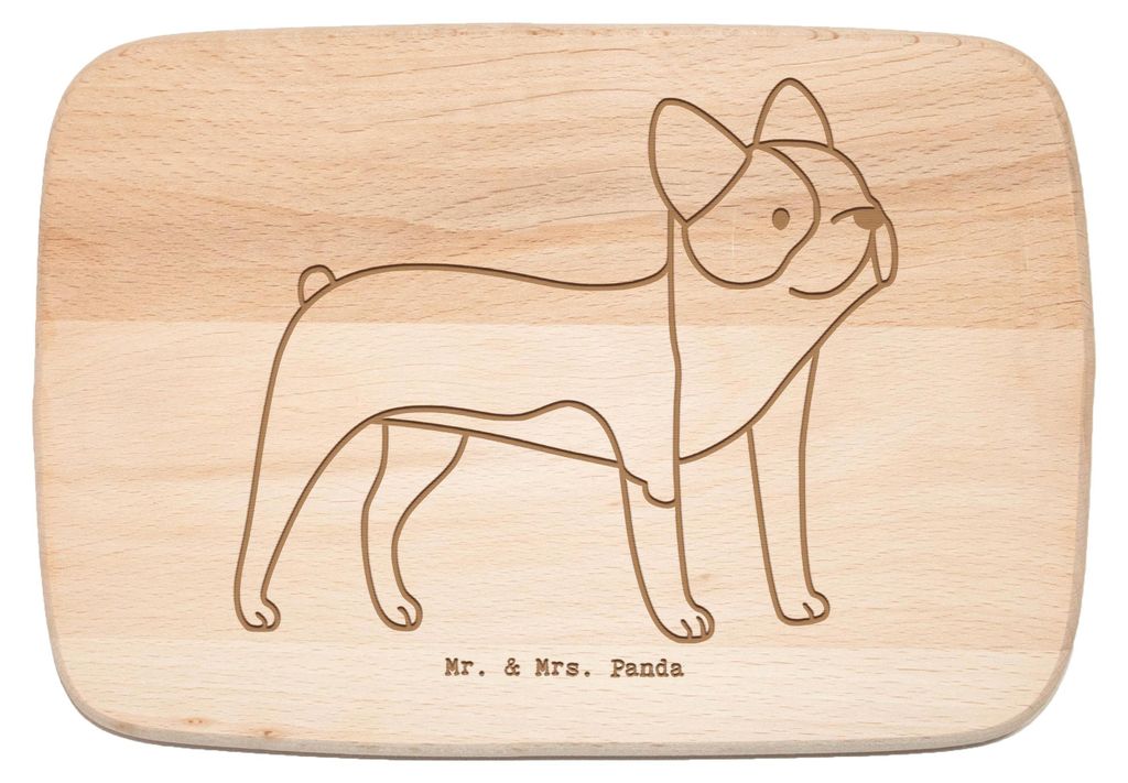 Mr. & Mrs. Panda Schneidebrett Holz Boston Terrier Moment - Transparent - Geschenk, Holzbrett, Holzbrettchen, Frühstücksbrett, schneidbrett, Frü...