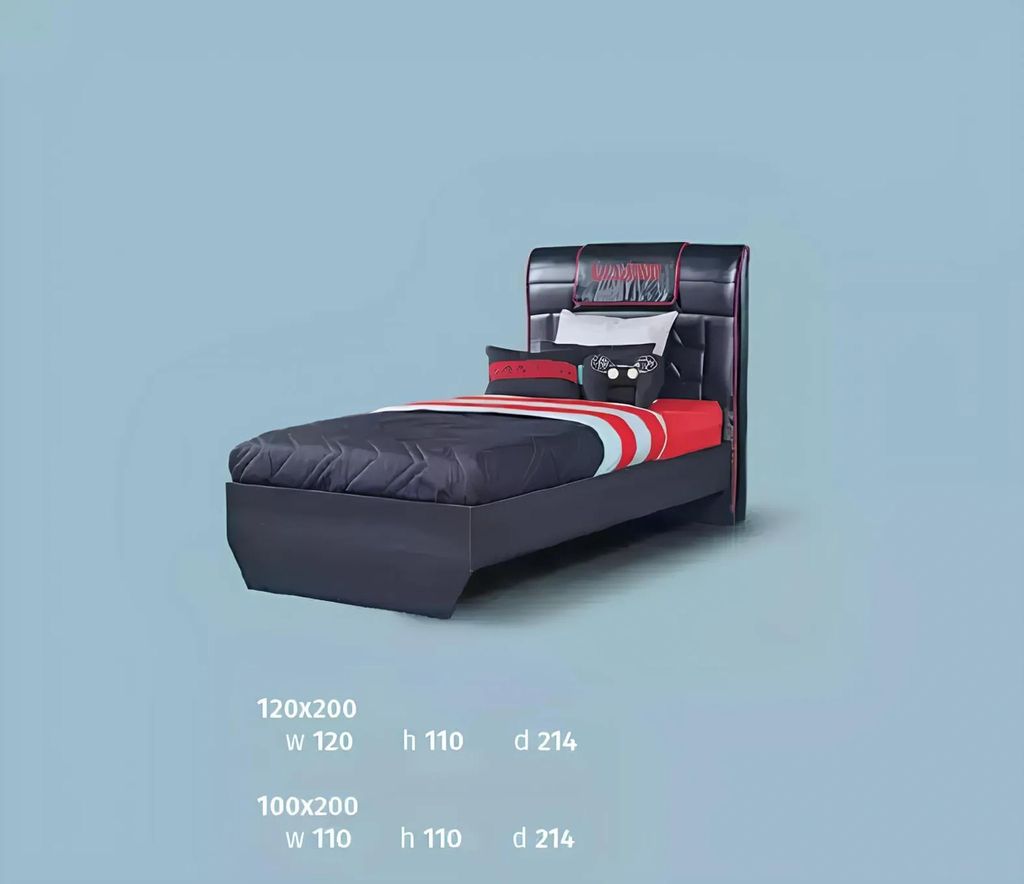 Gamer Kinderzimmer Schwarzes Schlafzimmer Bett Tisch Kleiderschrank 3tlg.