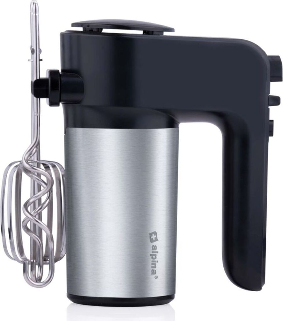 alpina Elektrischer Handmixer 230 V - 6 Geschwindigkeitsstufen - Elektrischer Mixer - 400 W - 2 Schneebesen und 2 Knethaken - mit Aufbewahrungsstä...