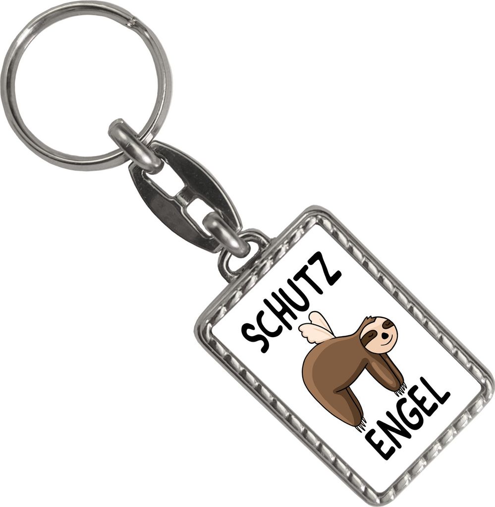 Schutzengel Faultier Schlüsselanhänger mit Bordüre