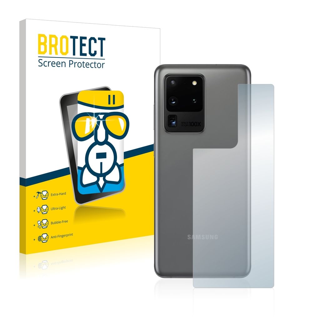 BROTECT Schutzglas für Samsung Galaxy S20 Ultra (Rückseite) Schutzfolie Panzer Folie Glas Display Schutz klar