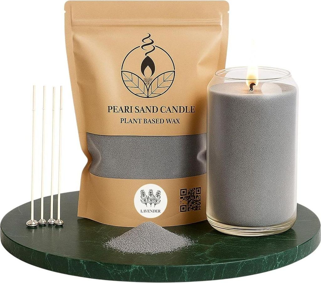 Kerzensand mit Duft und Docht, 400g, Kerzen selber machen, Kerzenwachs & Kerzendocht, Farbe:Lavendel