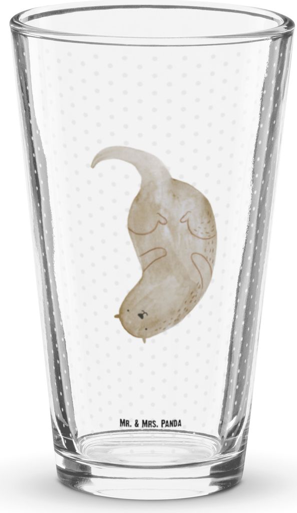 Mr. & Mrs. Panda Cocktailglas Otter Kopfüber - Transparent - Geschenk, Süß, Longdrinkglas, Seeotter, Pint Glas, Bierglas, See, Niedlich, Wasserglas