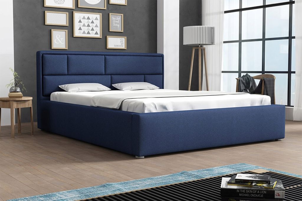 Manželská postel s roštem 160x200 IVENDORF 2 - tmavá modrá Obrázek produktu 