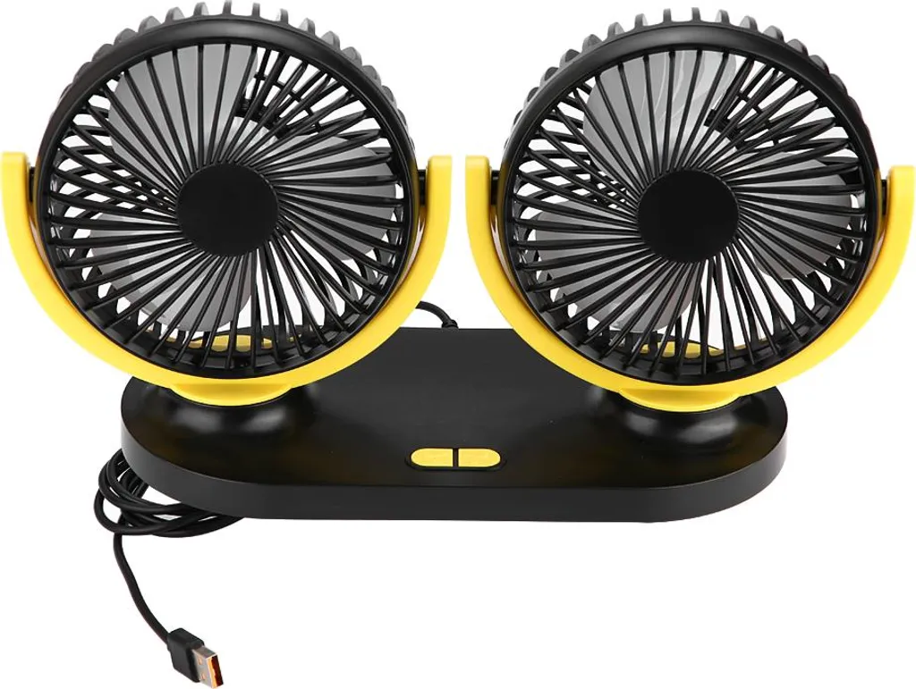 Ventilateur voiture 12V double tête orientable USB ventilation noir