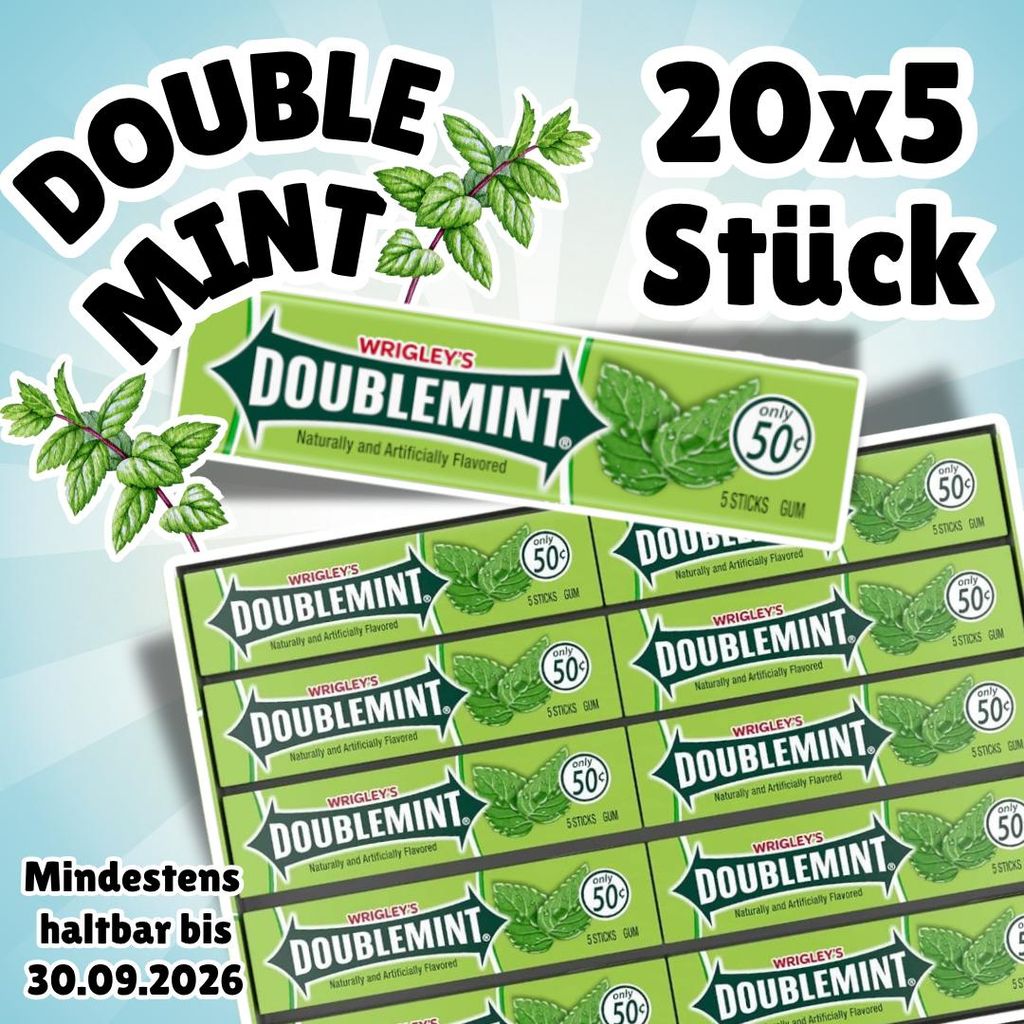 Wrigley's Double Mint Kaugummi, 20 x 5 Sticks | 100 Sticks Produktbild 