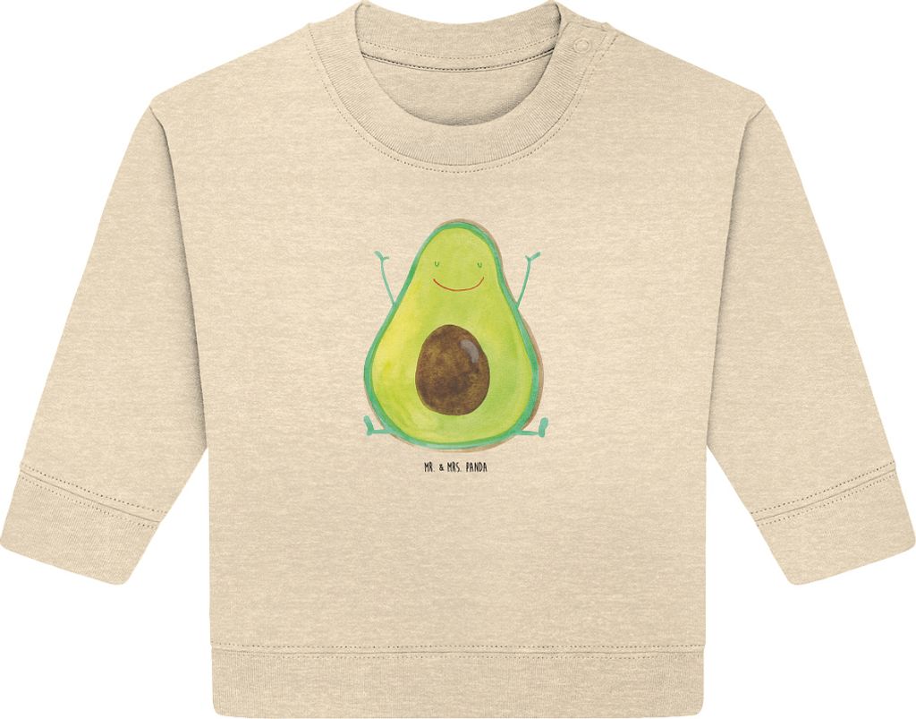 Mr. & Mrs. Panda Organic Baby Pullover Avocado Glücklich 6. - 12. Monat - Natural Raw - Geschenk, Bullover, Chaos, Freude, Frucht