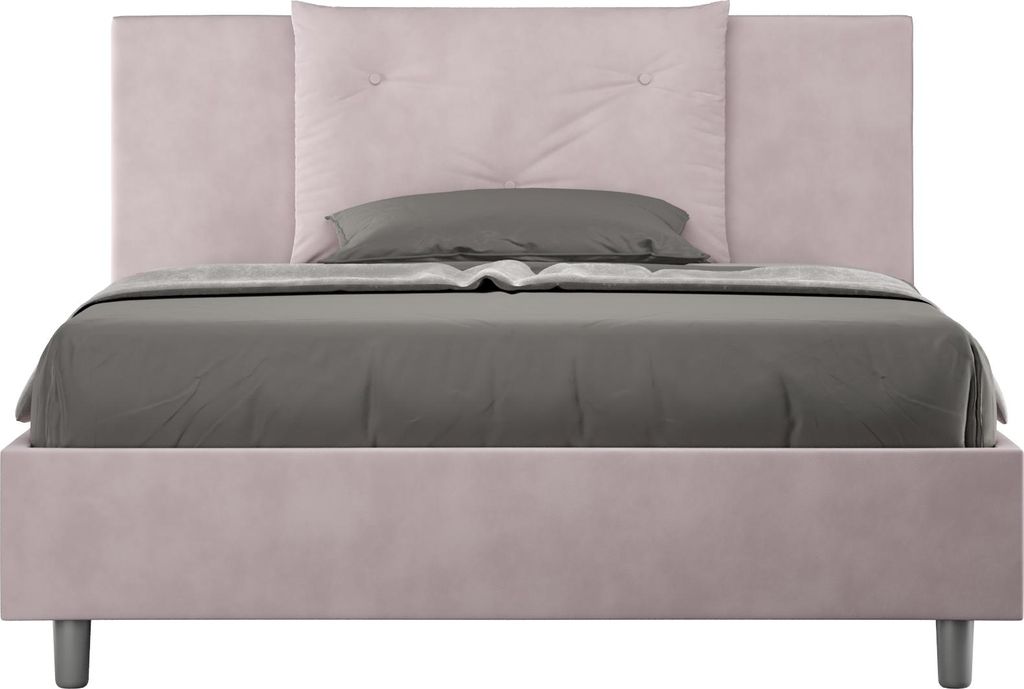 ITYHOME - Gepolstertes Bett ohne Lattenrost 140x190 mit Mikrofaserbezug Fliederfarbe Appia