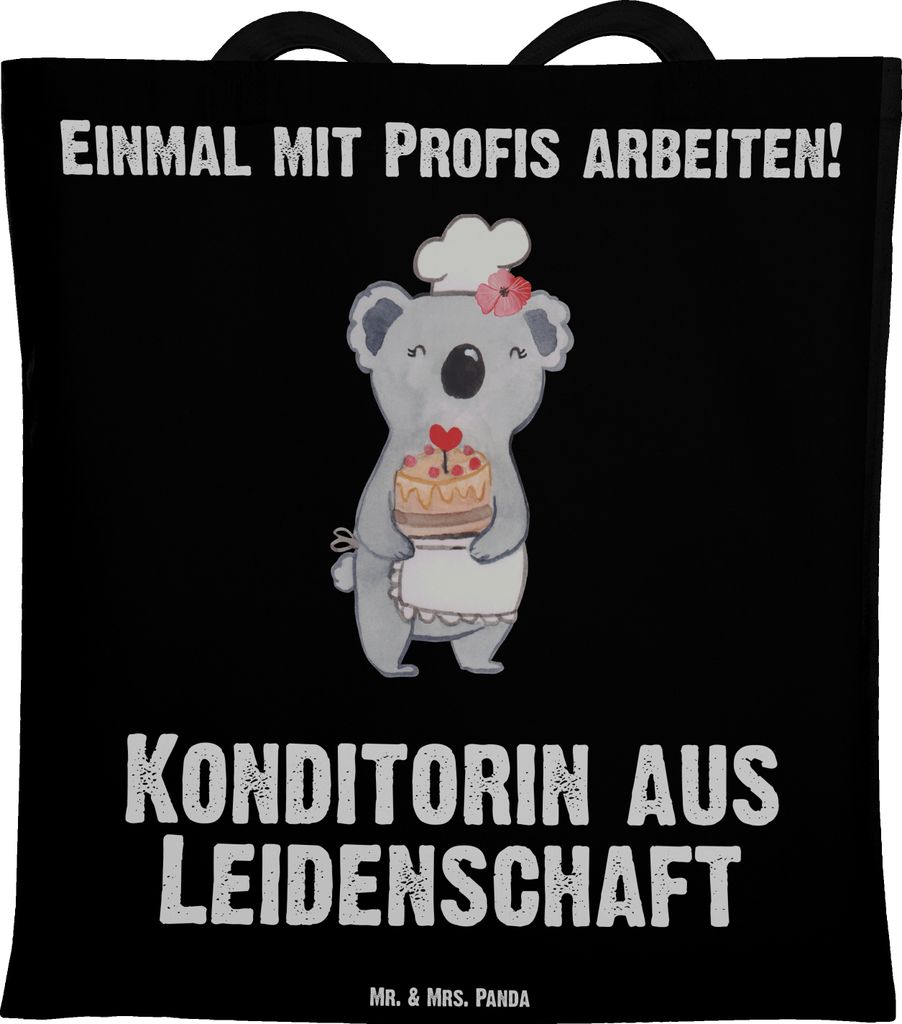 Mr. & Mrs. Panda Uni Tasche Konditorin Leidenschaft - Schwarz - Geschenk, Witzig, Jutebeutel, Tote Bag, Kuchenbäckerin, Spruch, Einkaufstasche, La...