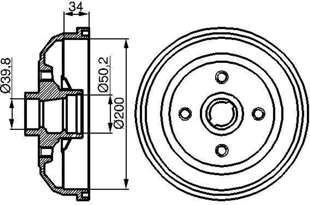 Tambour de frein BOSCH 0 986 477 056 pour Opel Tigra S93 OE 90509107