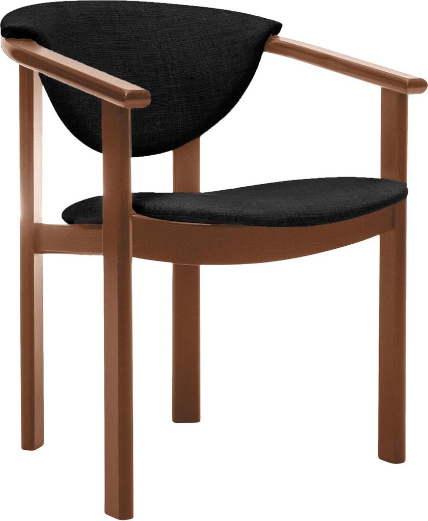 Polsterstuhl mit Armlehnen Kate F1 moderne gepolsterte Stuhl stilvoll Sessel für Esszimmer in Webstoff, Farbe: schwarz- inari 100, Beinefarbe: Wal...