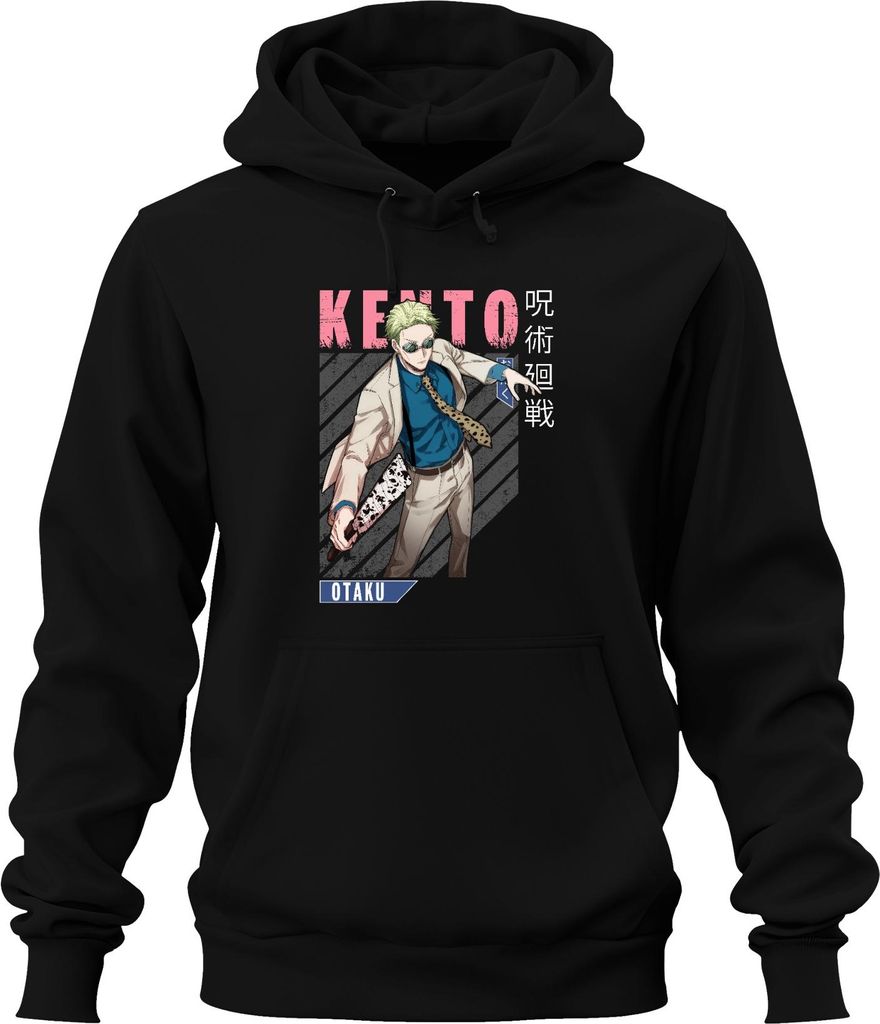Jujutsu Kaisen Keito 呪術廻戦 Anime Ästhetik Otaku Geschenk Anzug Brille Uni Hoodie Kapuzenpullover, Schwarz, XXL