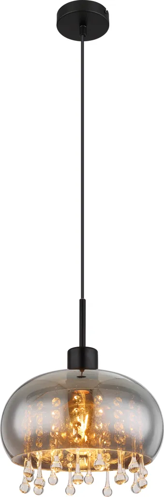Luminaire suspendu anti-éblouissement Globo Corry verre fumé noir Ø28