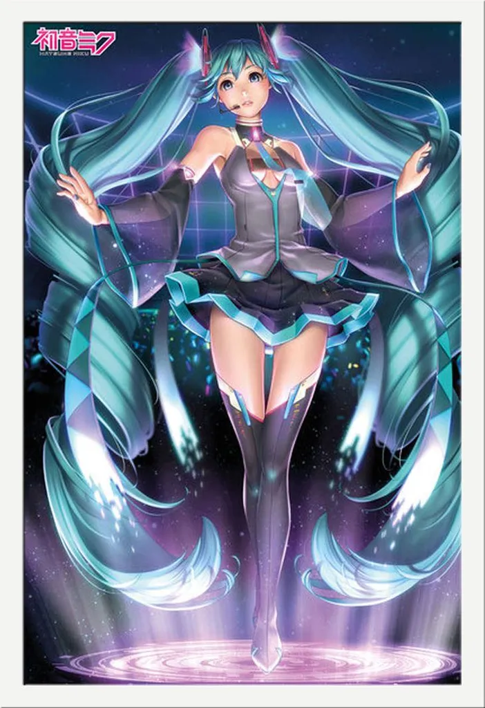 Affiche Hatsune Miku sous Vitre Acrylique et Cadre MDF Blanc Maxi