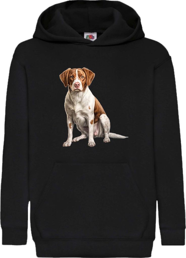Kinder Kapuzenpullover Dogs Breeds Brittany Dog Breed 006, 5-6 Jahr - 116 / Schwarz
