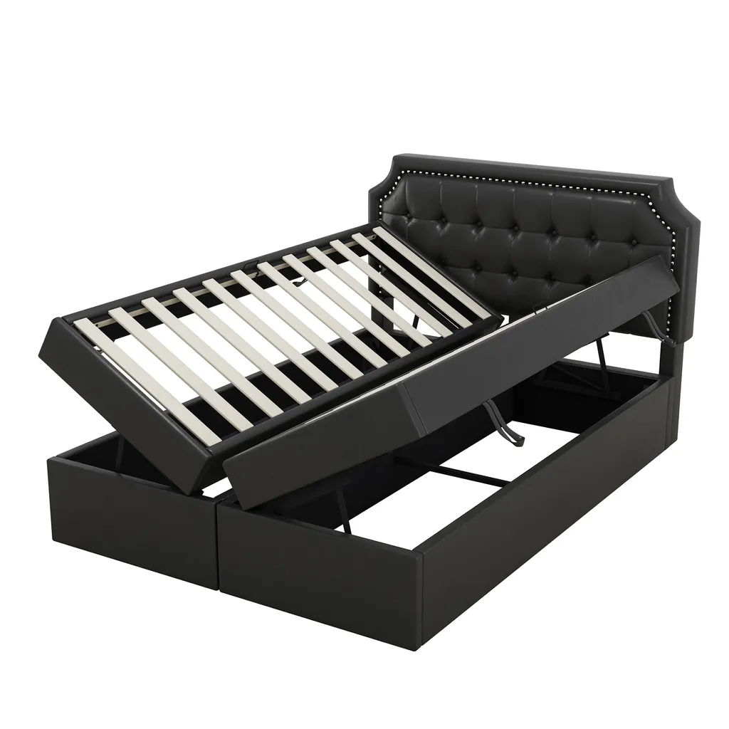 Lit 140x200 gain de place avec rangement bilatéral pour petite chambre