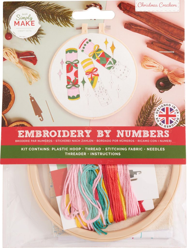 docrafts Simply Make Stickset Embroidery By Numbers 12.5 cm Durchmesser Christmas Crackers