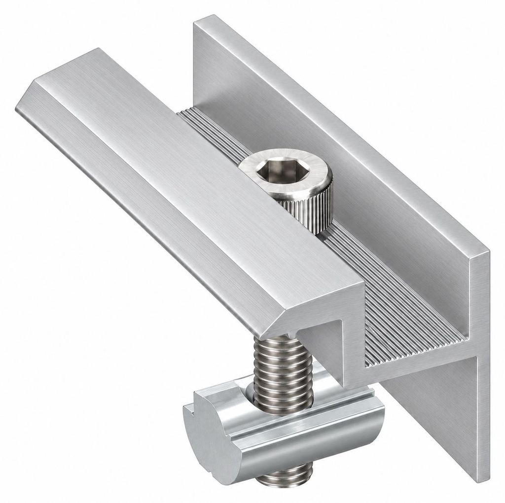 Endklemme silber für 30mm Solarmodul im Befestigungsset mit Produktbild 
