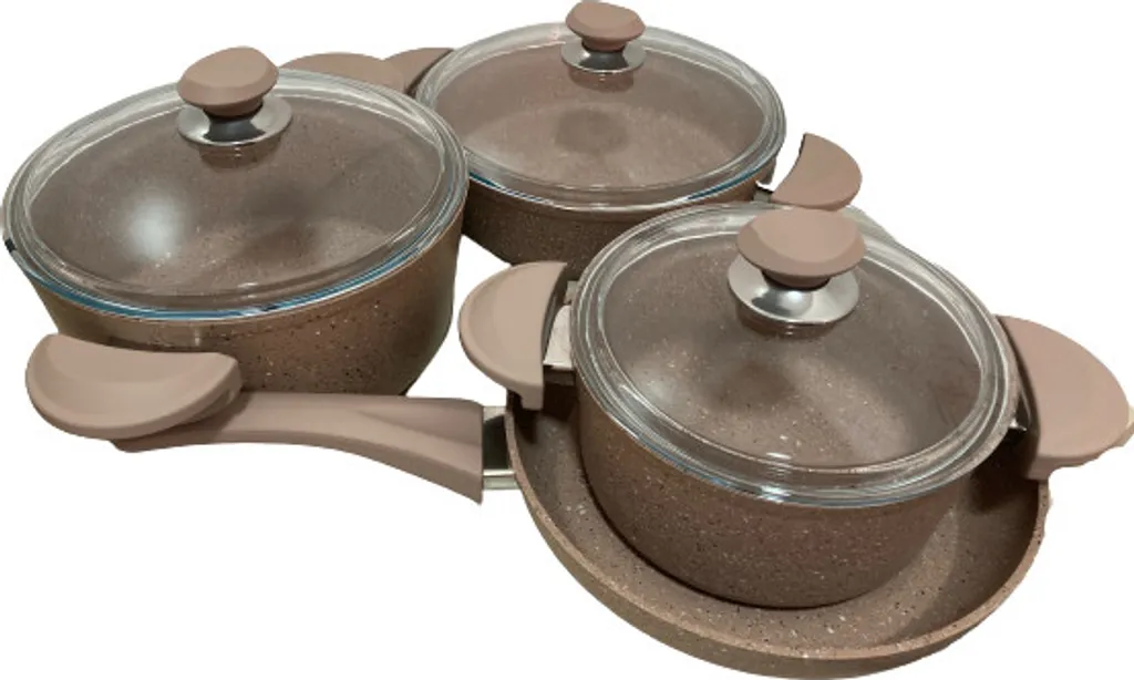 Set Pentole OMS Granite 7 Pezzi Marrone - Offerta Esclusiva Online