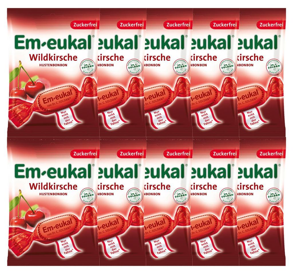 Em eukal Wildkirsche zuckerfreie Hustenbonbons 75g 10er Pack