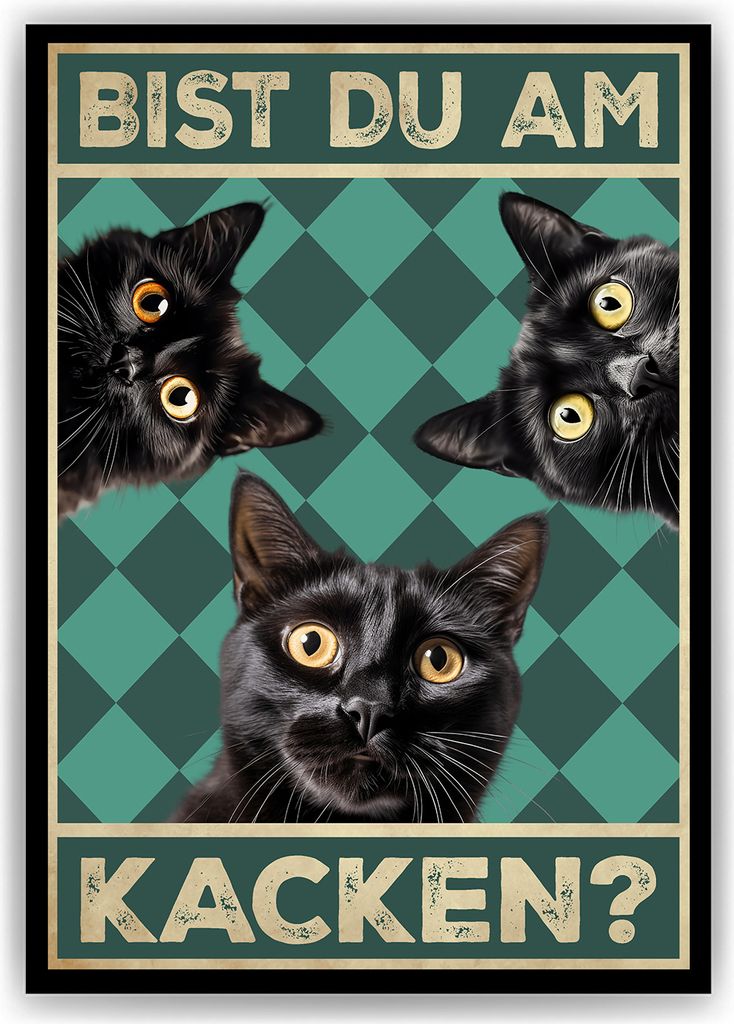 Bist du am Kacken? Katzen Poster Badezimmer Gästebad Wandbild Klo Toilette Dekoration Lustiges Gäste-WC Bild DIN A4 - Katzen 03 – DIN A4 (21x29...