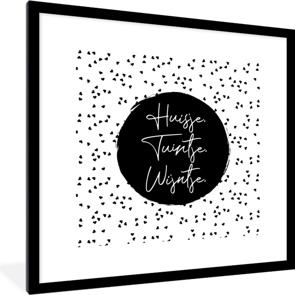 MuchoWow Gerahmtes Poster Zitate - Cottage. Garten. Wein. - Wein - Text 40x40 cm - Poster mit Schwarzem Bilderrahmen Wandposter Rahmen Foto Bilde...