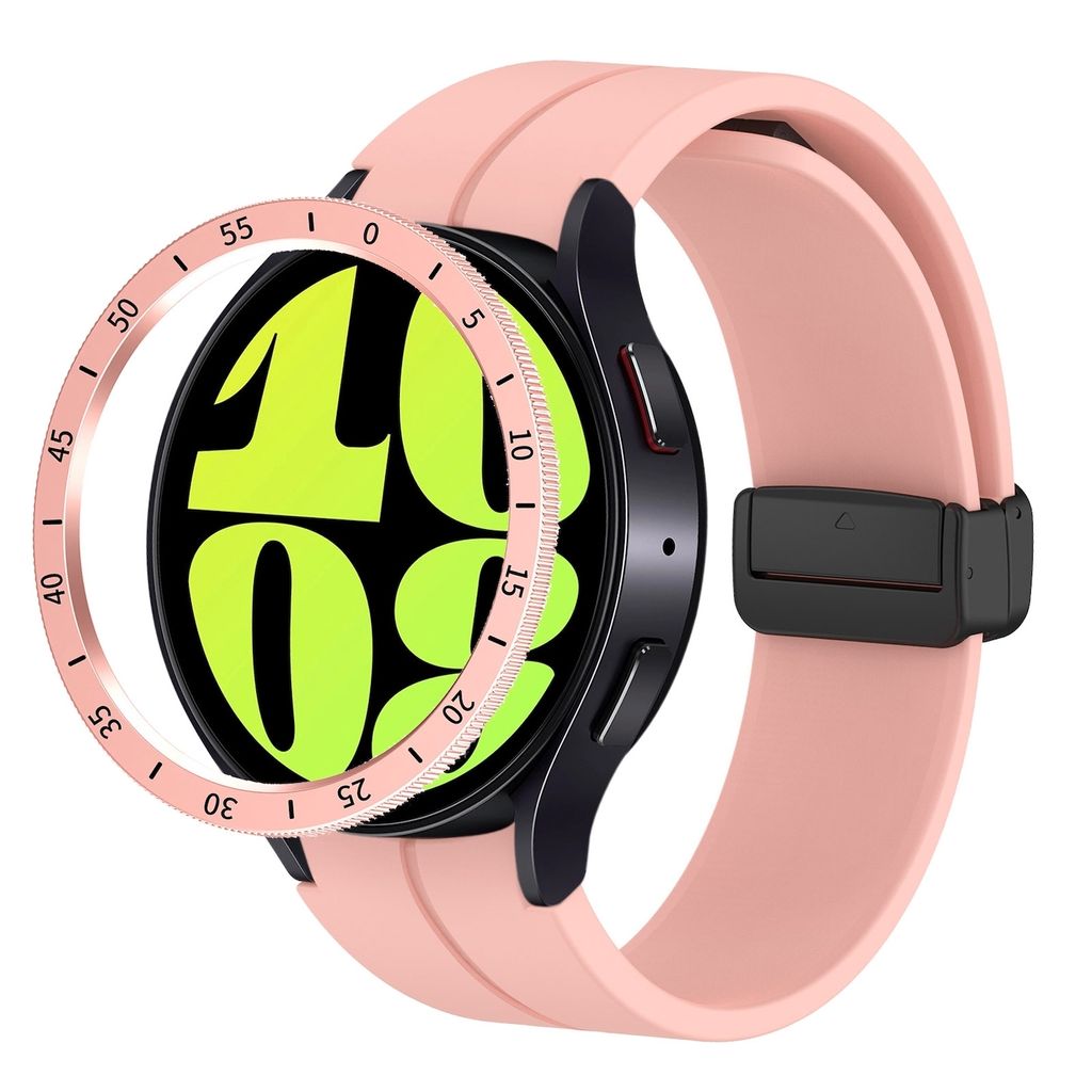 Für Samsung Galaxy Watch 6 Classic 47mm Smartwatch Schutzrahmen Zeitstrahl Pink