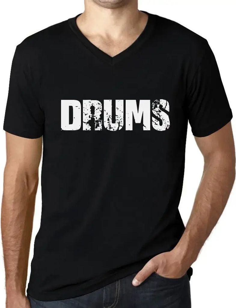 Herren Grafik T-Shirt V-Ausschnitt Schlagzeug – Drums – Öko-Verantwortlich Vintage Jahrgang Kurzarm Lustige Druck Geburtstag Geschenk Mann