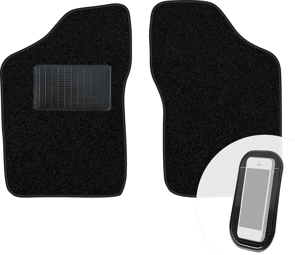 moto-MOLTICO tappetini anteriori auto velours tappetini auto nero set tappetini 2 pezzi adatto per Fiat Cinquecento 1991-1998
