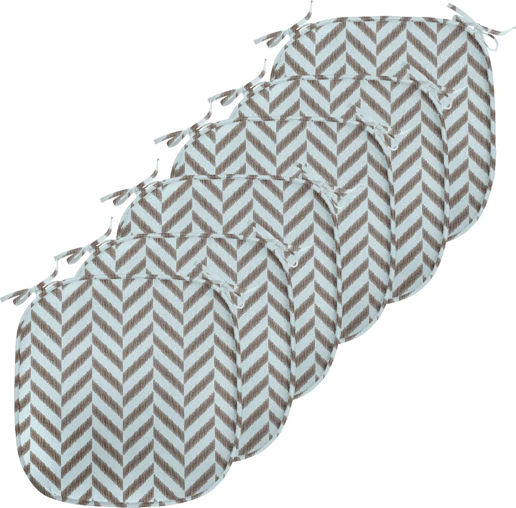Coussin imperméable 40x40 lot de 6 avec sangles et motif chevron bleu