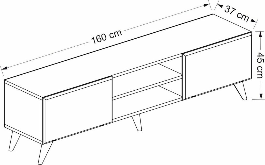 En.casa TV Schrank Mapia Lowboard 166cm - Sideboard Walnussoptik Mit Schiebetüren